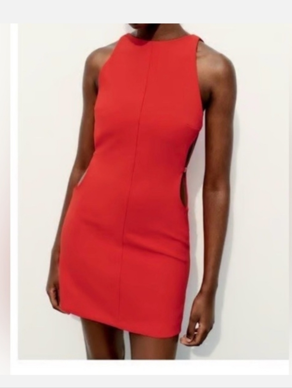Zara Red Cutout Mini Dress with Side Buckles Party Cocktail